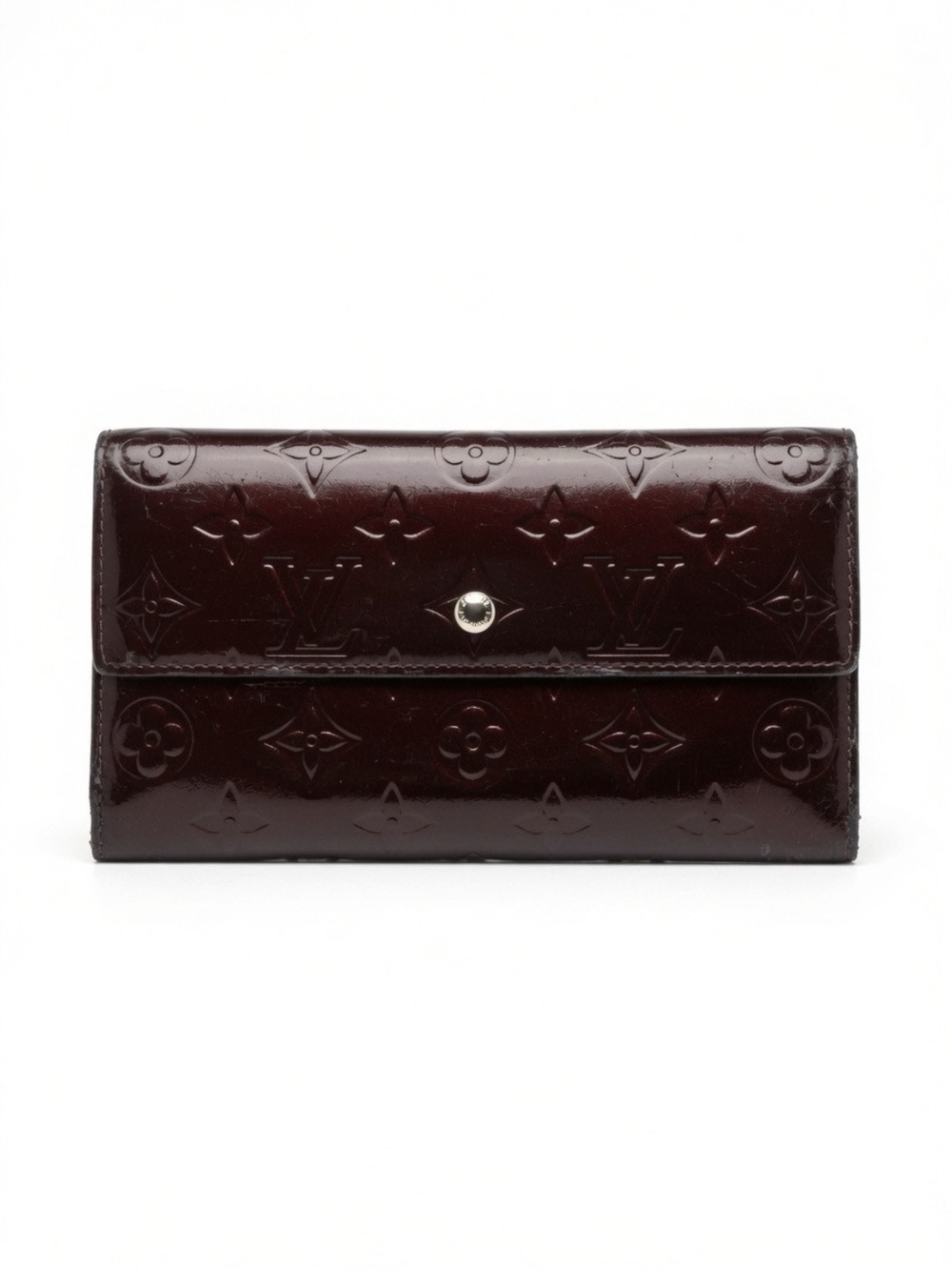 Louis Vuitton Rare Porte Tresor Sarah Vernis Trifold in Amarante LV Long Version